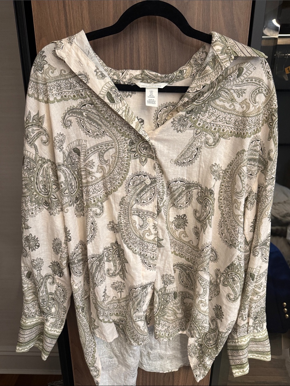 H&M Cream Paisley Hooded Button-Front Tunic